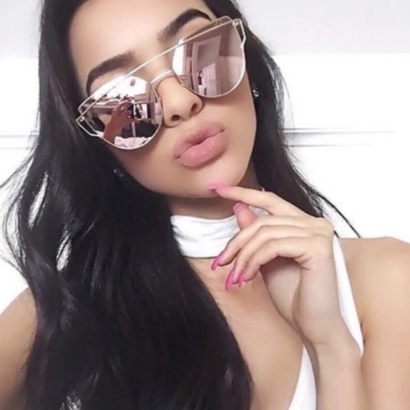 Rose Gold Cat Eye Sunglasses - Picture 3 of 8